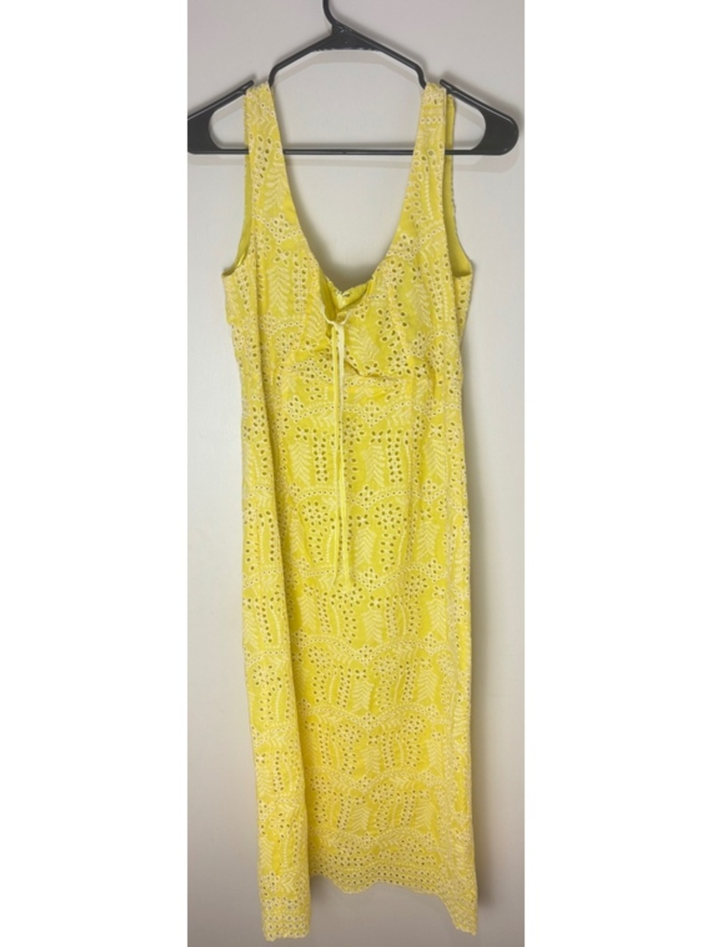 Lost + Wander Lemon Drop Maxi Dress M Yellow Eyelet Sleeveless NWT